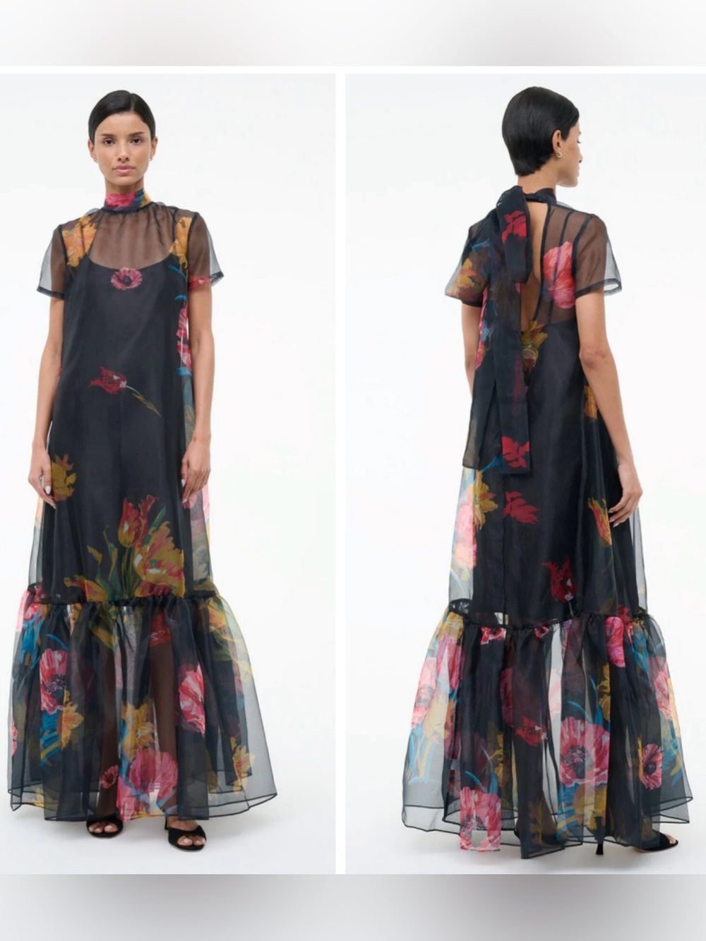 Staud Calluna Organza Dress in First Bloom Night Size Large